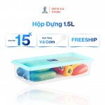 Hộp Nhựa Đựng Thực Phẩm Chữ Nhật Nắp Kín Có Khay Ráo Nước Việt Son 1.5L